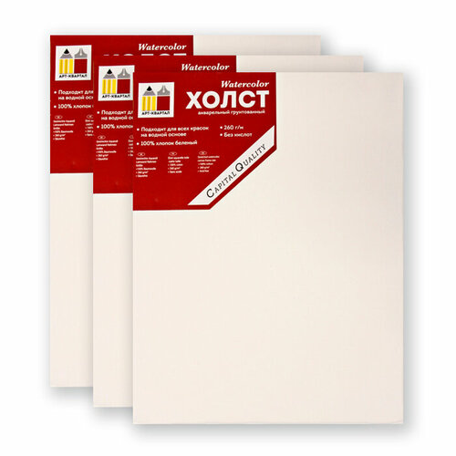 Холст акварельный на подрамнике Арт-Квартал, хлопок, 260 г/м2, 25х30 см