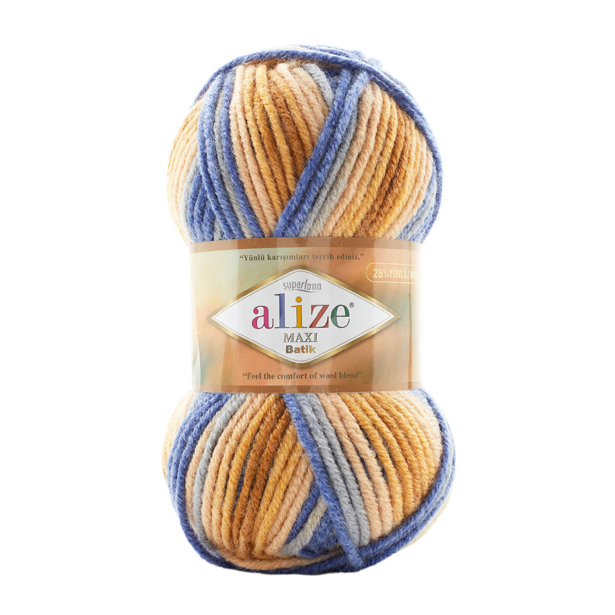 Пряжа для вязания ALIZE 'Superlana Maxi Batik' 100г, 100м (25% шерсть, 75% акрил) (7914 секционный), 5 мотков