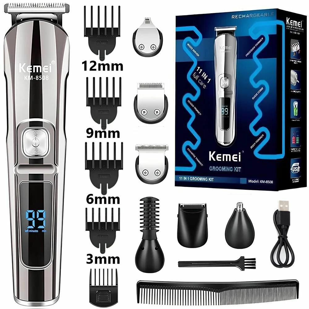Многофункциональный Триммер для волос Kemei-8508 для волос для бороды и усов / Машинка для стрижки волос / Триммер универсальный аккумуляторный для стрижки 11 в 1
