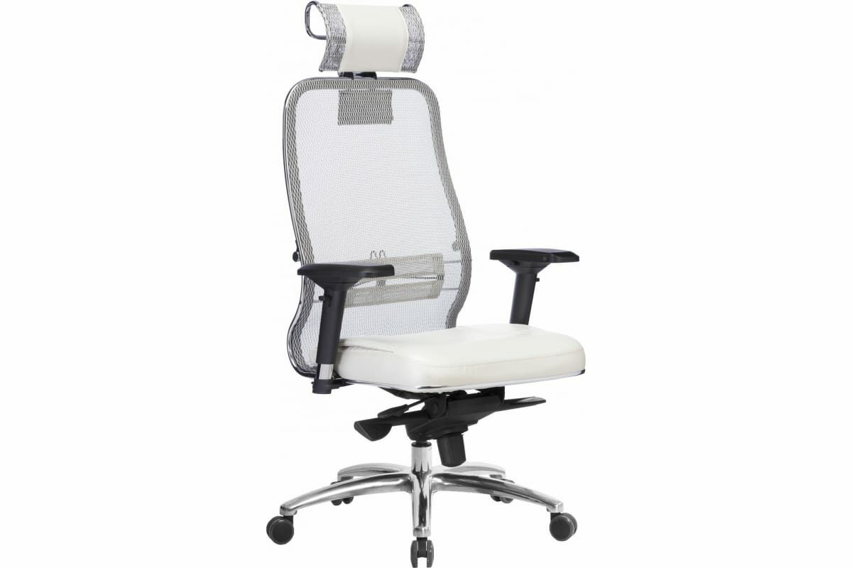 Компьютерное кресло METTA Samurai SL-3.04 для руководителя, обивка: искусственная кожа/текстиль, цвет: белый лебедь