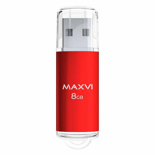 USB флеш-накопитель Maxvi MP 8GB red, монолит с колпачком, металл + ABS пластик, USB 2.0 телефон maxvi b10 red