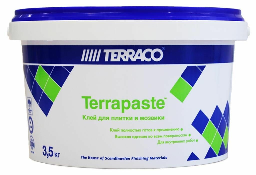 Террако Террапаст клей для плитки готовый (3,5кг) / TERRACO Terrapaste клей для плитки и мозаики для внутренних работ готовый (3,5кг)