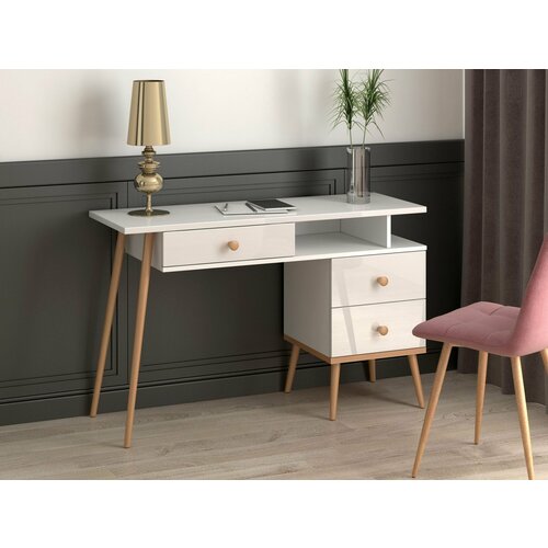 Тумба универсальная Art Design 3 Бук натуральный Белый глянец 119х42х76 консоль стол письменный стол компьютерный 17619₽