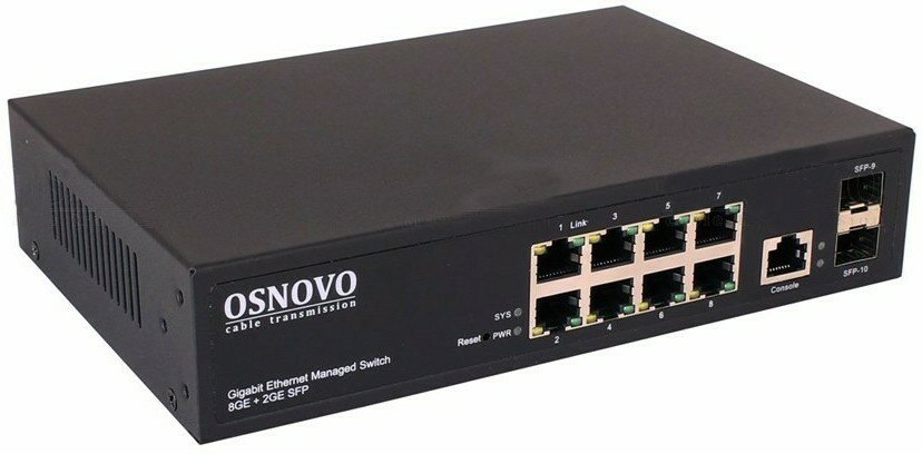 Коммутатор Osnovo SW-70802/L2 (L2) 8x1Гбит/с 2SFP управляемый