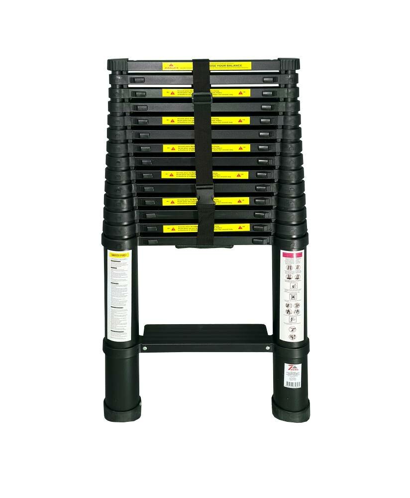 фото Лестница Телескопическая Черная Sevenberg Ay-44 С Широкими Ступенями 4,4 М.