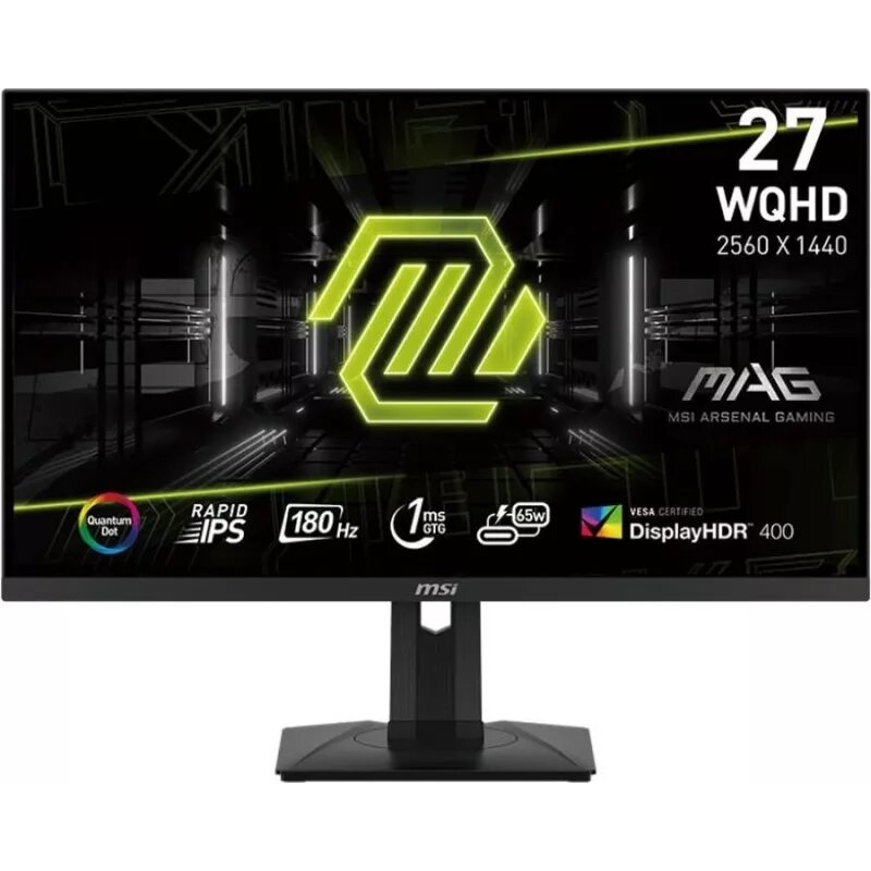 MSI 27" Mag 274QRF QD E2 черный IPS LED 16:9 HDMI полуматовая HAS Piv 1000:1 400cd 178гр/178гр 2560x1440 180Hz DP Quad 2K (1440p) USB 6.05кг