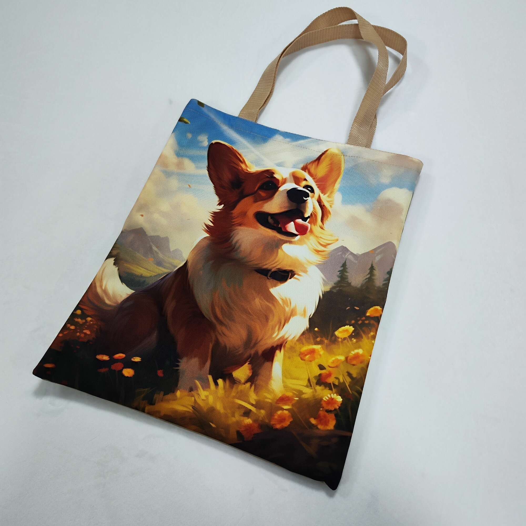 Сумка шоппер Ассорти, фактура зернистая, гладкая, корги