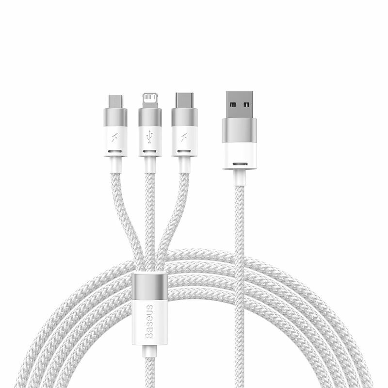Baseus StarSpeed 1-for-3 Кабель для быстрой зарядки USB на M+L+C 3,5A 1,2м Белый