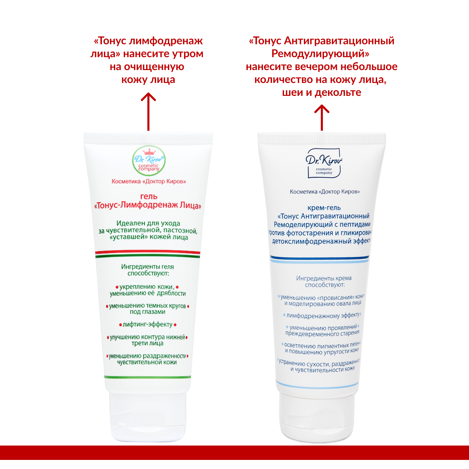 Крем-гель Dr. Kirov Cosmetic "Тонус-Лимфодренажный", гипоаллергенный, для век, шеи, 120 мл — фото 1