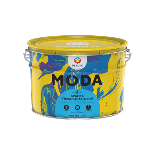 Краска 0.9л Eskaro Moda 2 Глубокоматовая для Стен и Потолков.