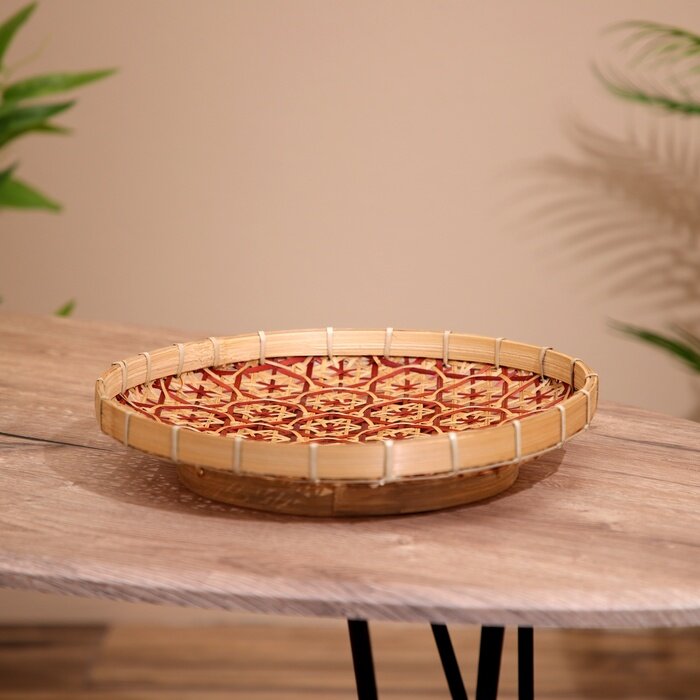 Корзинка плетёная 30×30×6 см бамбук