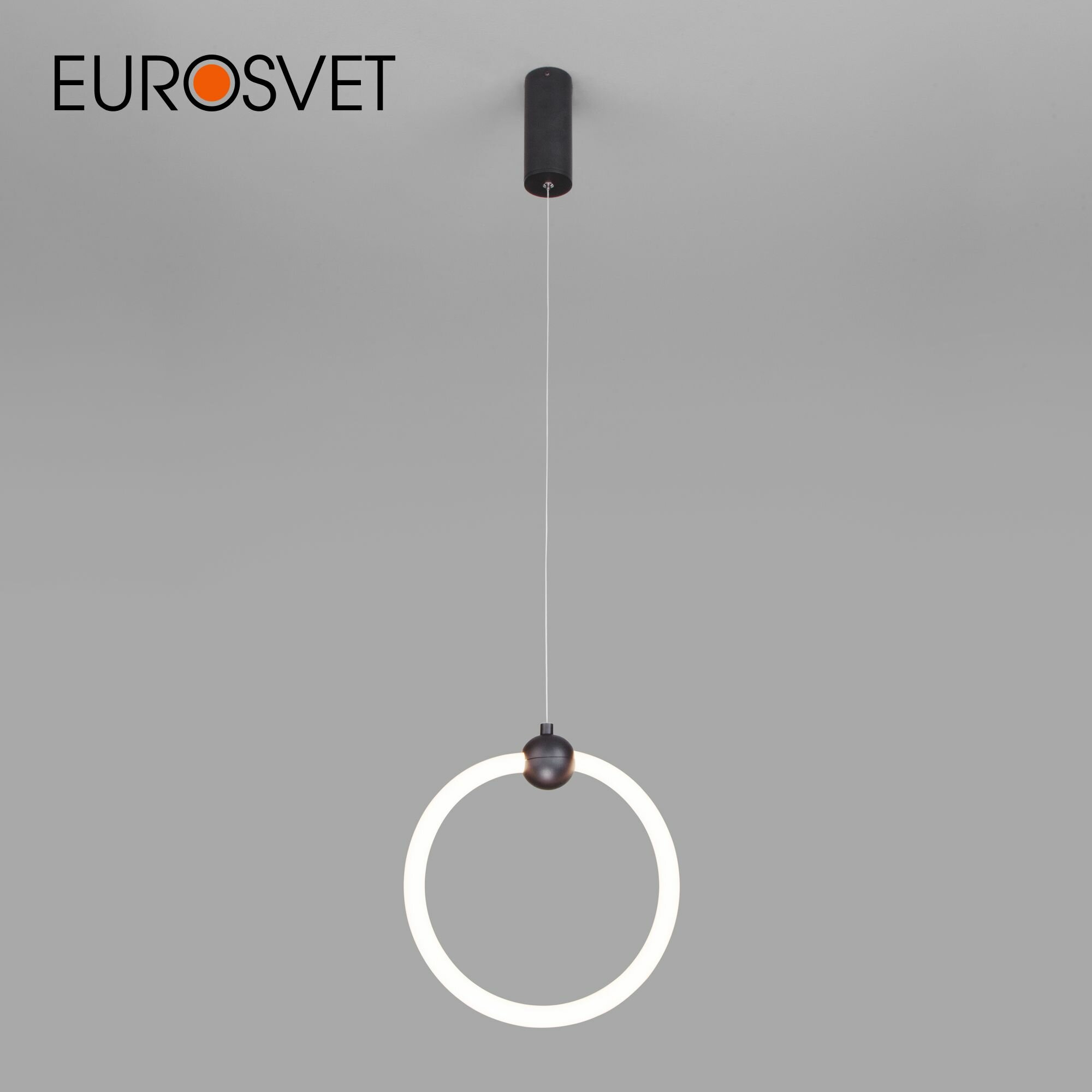 Потолочный светильник Eurosvet Подвесной светодиодный светильник Eurosvet Rim 90165/1, 15 Вт, кол-во ламп: 1 шт., кол-во светодиодов: 312 шт., цвет: черный