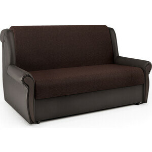 фото Диван-кровать Шарм-Дизайн Аккорд М 100 рогожка шоколад и экокожа шоколад