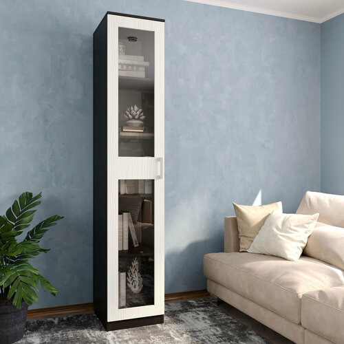 Шкаф пенал Дуэт со стеклом цвет венгебодега светлая размер 4004802100 мм 9105₽