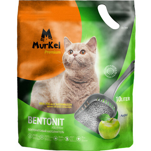 Комкующийся наполнитель Murkel бентонит 10л Яблоко