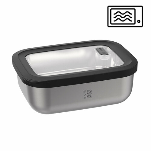 Контейнер прямоугольный для продуктов из нержавеющей стали с клапаном на пластиковой крышке Provido, 2.6 л, 23.9 x 18.5 x 9.1 см, стальной, серия Кухонные аксессуары, GEFU, GF12776