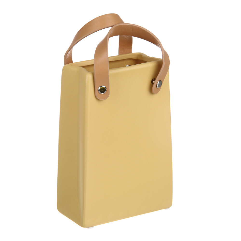 фото Ваза керамическая, 12x6x18 см, керамика, цвет желтый