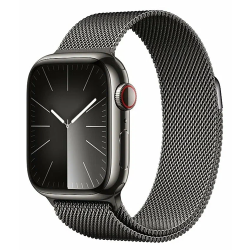 Умные часы Apple Watch Series 9 45 мм Steel Case GPS Cellular Graphite Milanese Loop One Size 10584000₽