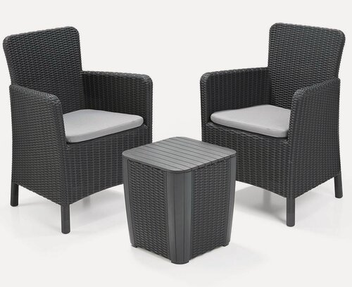 Изображение товара Комплект мебели Keter Trenton Balcony with Round wicker table (графит) (17204380)