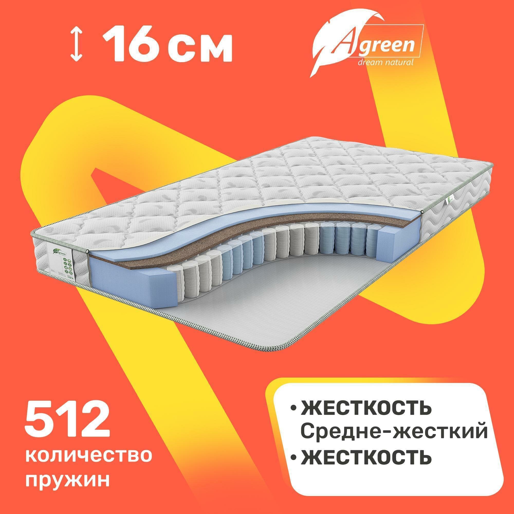 Матрас c независимыми пружинами Agreen Clean Sochi 80x200