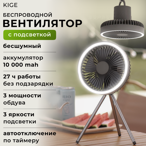 Беспроводной настольный вентилятор с подсветкой 2 в 1 вентилятор и Power bank повербанк с зарядкой от USB на штативе 410000₽