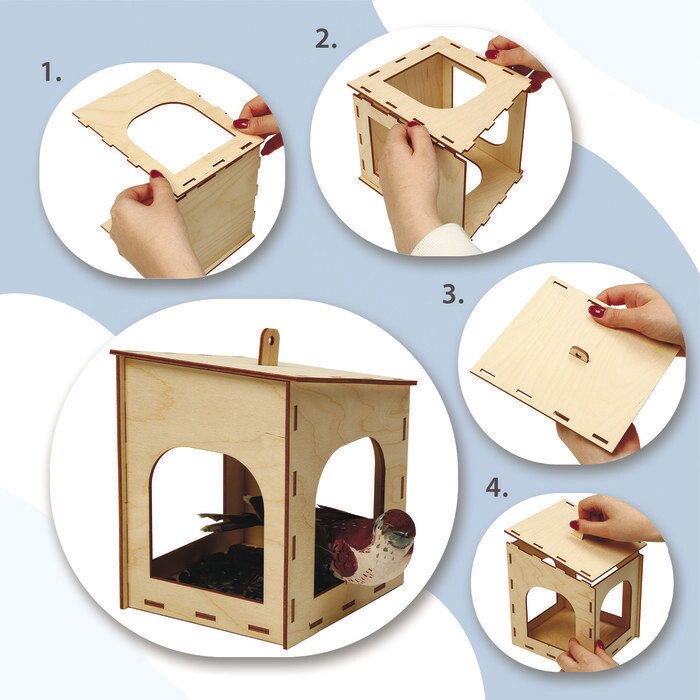 Кормушка для птиц с размерами 15 х14 х 17 см