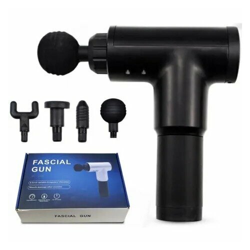 Большой массажер для мышц - Фешл ган Fascial gun черный беспроводной 1141₽