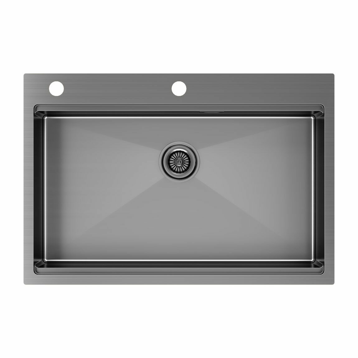 Кухонная мойка из нержавеющей стали Paulmark KRONER-PRO 75 750х510 мм в цвете воронёная сталь с PVD покрытием, врезной монтаж, шумопоглащающее покрытие, телескопический сифон в комплекте
