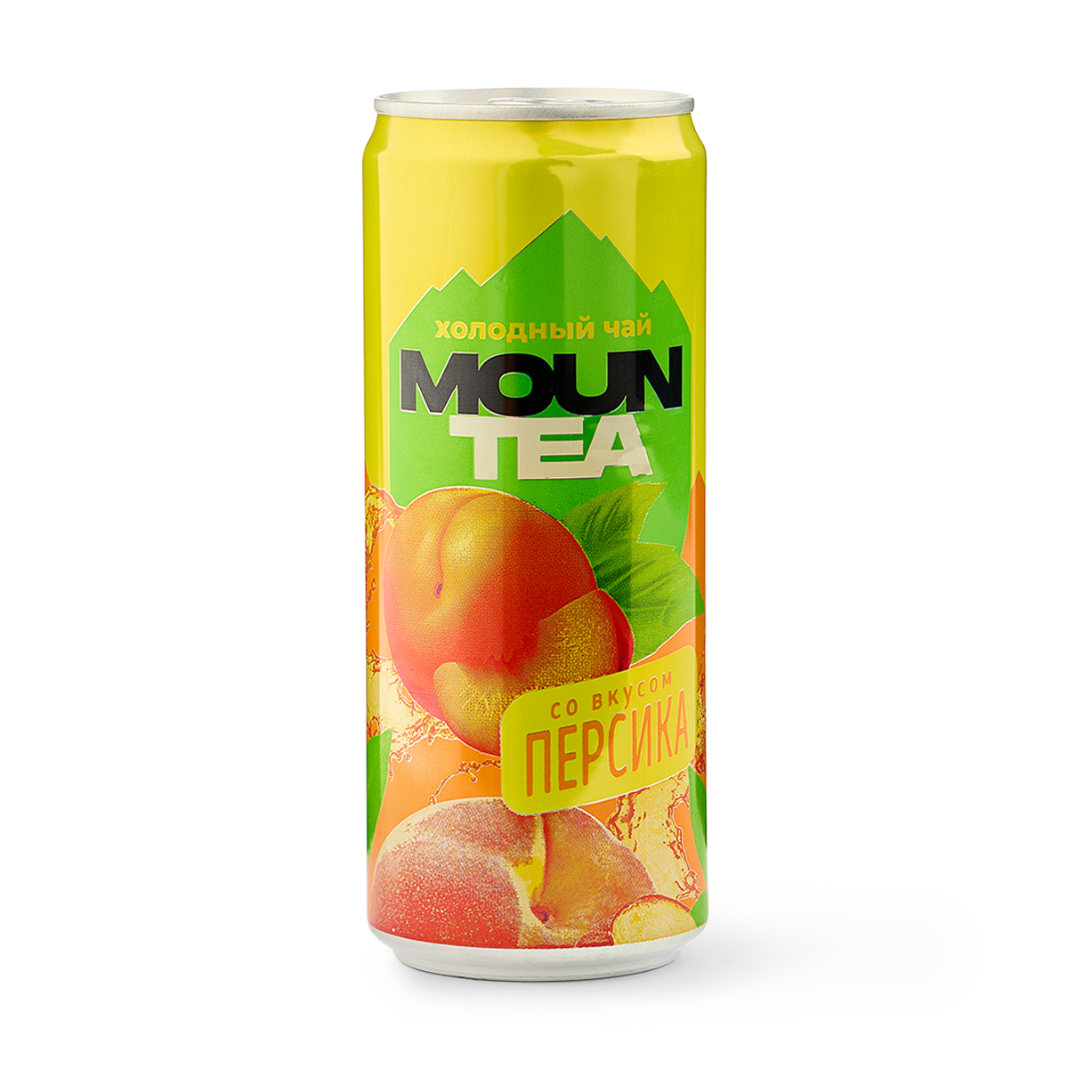 Чай Mountea, холодный, черный, со вкусом персика, в металлической банке, 0,33 л
