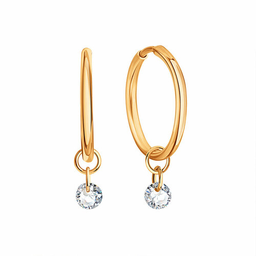 фото Серьги конго diamant online, красное золото, 585 проба, фианит, , прозрачный
