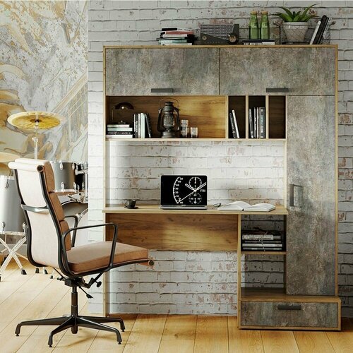 Стол письменный Техно Дуб крафтцемент 57х150х180 см компьютерный стол-бюро 17799₽