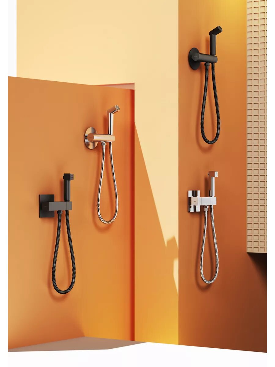 Гигиенический смеситель с термостатом Raglo R23.56.06 , встраиваемый, чёрный — фото 1