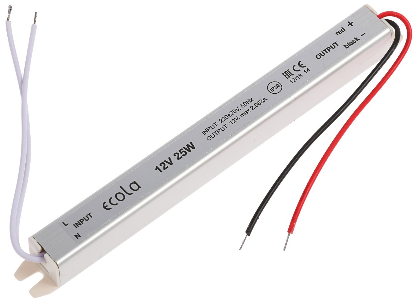 Блок питания для светодиодных лент Ecola тонкий 12V 25W B2T025ESB