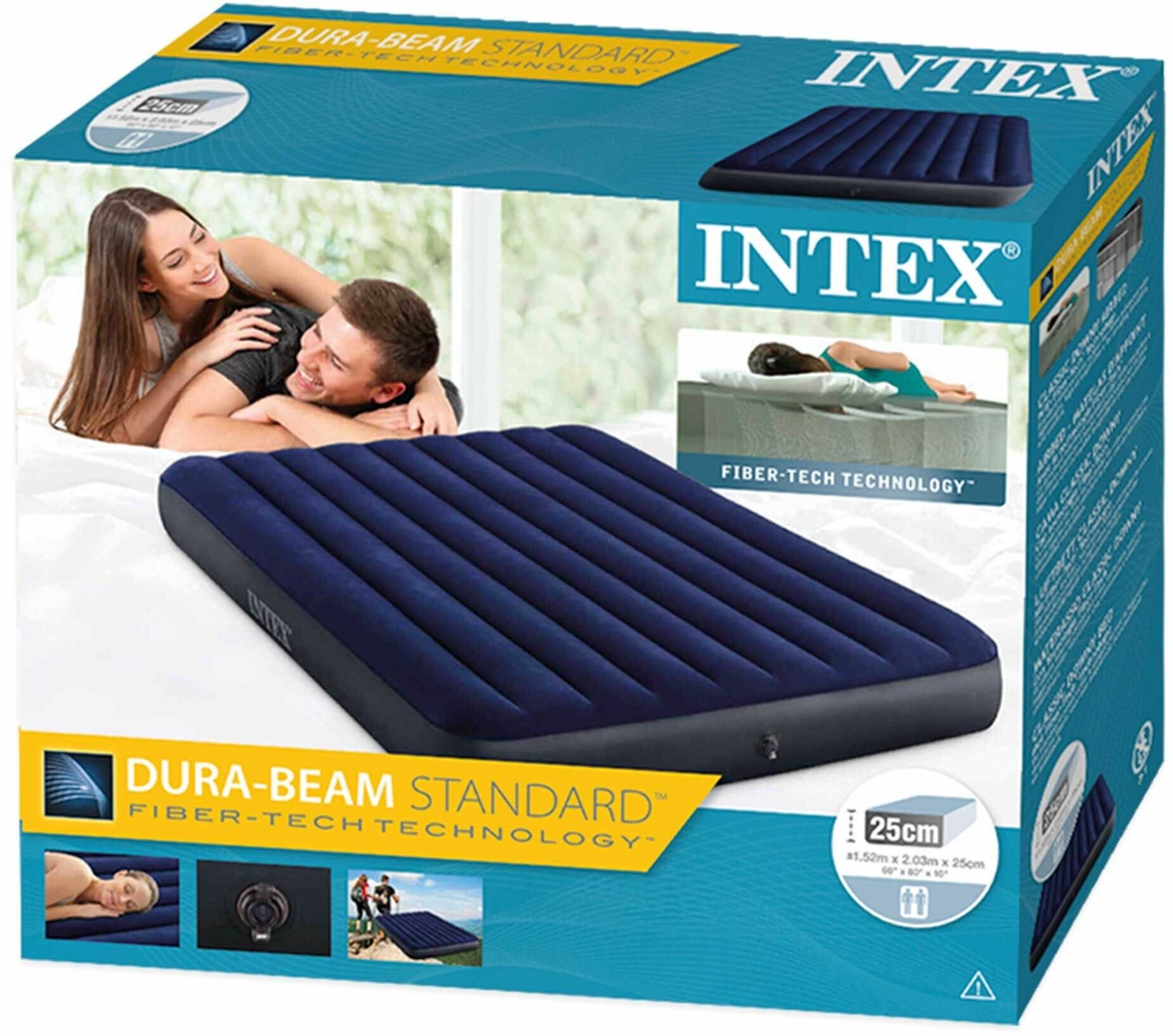 Надувной Матрас Intex Full Classic Downy BED 64758 двухспальный синий 191х137х25 см