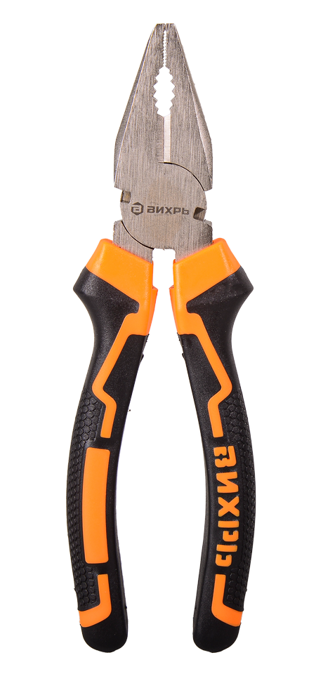 Плоскогубцы Вихрь 180мм никелированные двухкомпонентные рукоятки