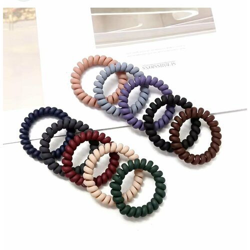 Резинки для волос набор силиконовые женские пружинки спиральки большие 5см 10 шт матовая пудра комплект спиралек 436₽