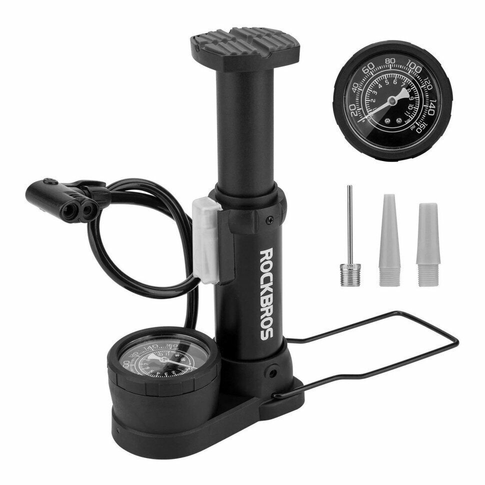 Насос ножной ROCKBROS со шлангом универсальный ниппель