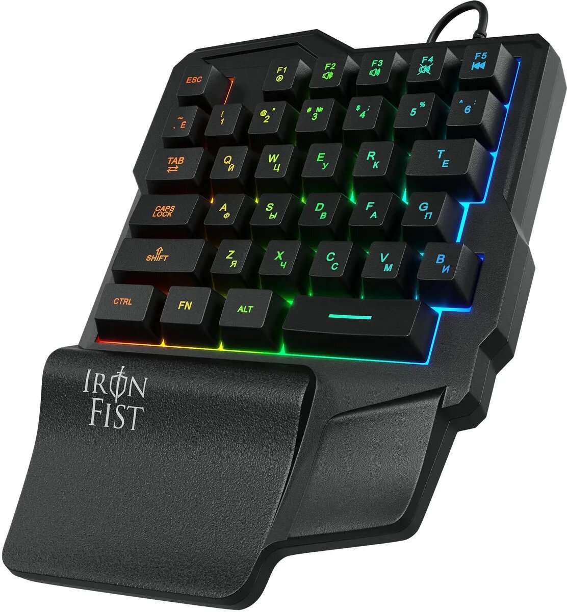 Игровой блок Oklick 701G IRON FIST, USB, c подставкой для запястий, черный [1196590]