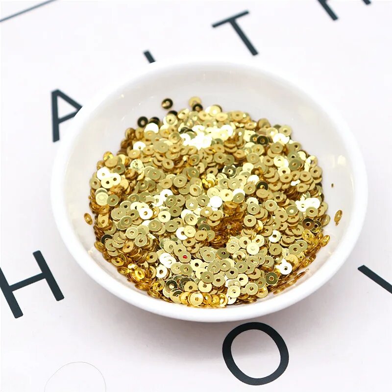 Плоские круглые блестки ПВХ 3-6 мм 20 г Light Gold 20g 4mm 20g 4000pcs