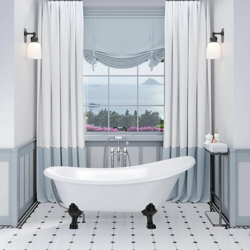 Отдельностоящая ванна Aqua de Marco EDELWEISS 170х80, литьевой мрамор, белая, с черными ножками