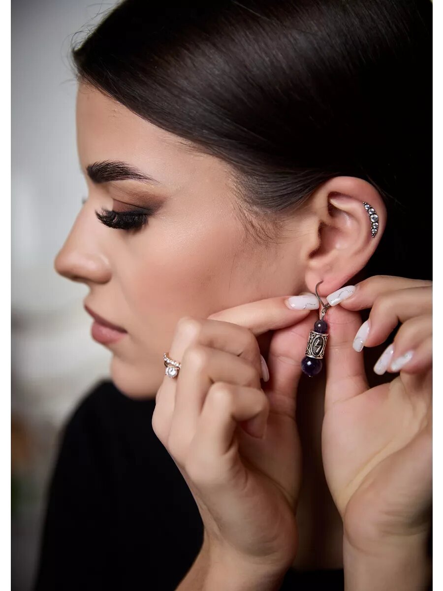 Серьги Вербица, размер 45 мм, серебряный — фото 1