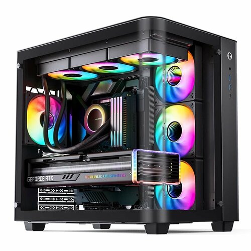 Корпус для ПК куб/аквариум Jonsbo TK-3 Black, черный, Mid-Tower, Micro-ATX, Mini-ITX, Standard-ATX