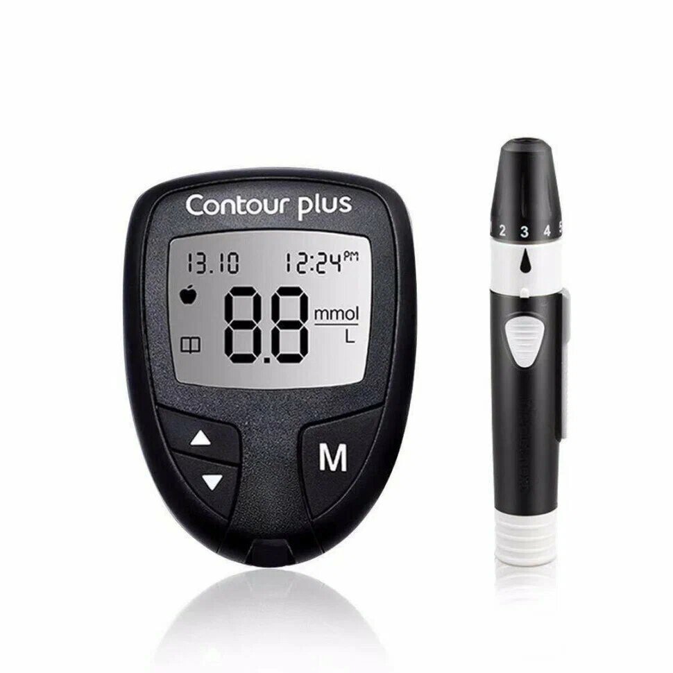 Глюкометр Контур Плюс (Contour Plus) с покалывателем + тест-полоски Контур Плюс № 50 + ланцеты №25