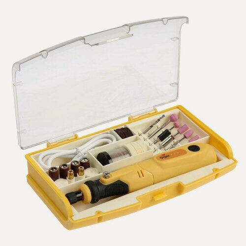 Изображение товара Гравер аккумуляторный тундра, 12 В, 0.7 Ач, micro-USB, 5000-15000 об/мин, 3 ск, 76 пр.