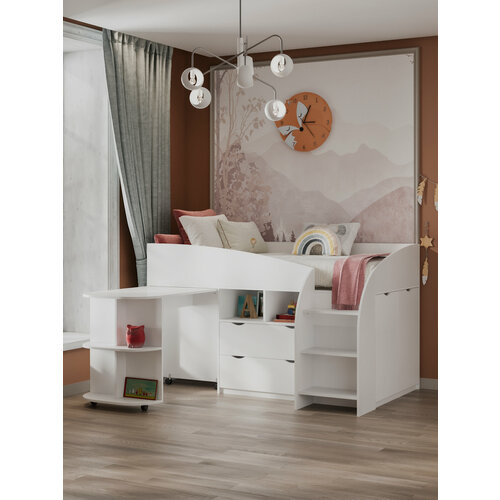 Кровать детская с тумбой, FRENT, дуб сонома без рисунка, 