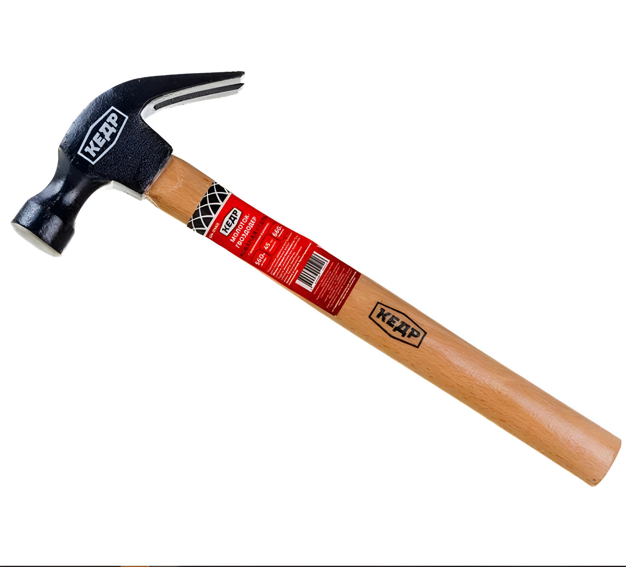 Молоток-гвоздодер кованый деревянная ручка 560г кедр цвет красный