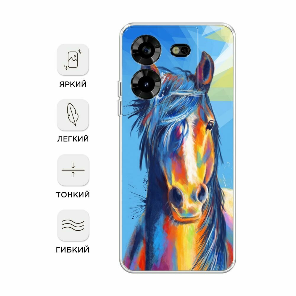 Чехол на Tecno Pova 5 / Техно Пова 5 с принтом "Лошадь арт 3" — фото 1