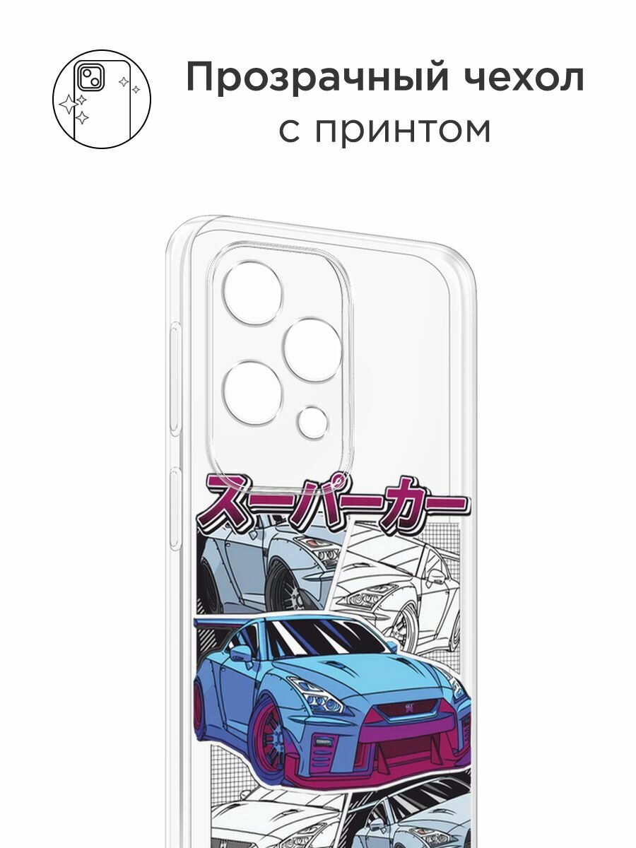 Чехол на Honor X6c / Хонор X6c с принтом "JDM коллаж", прозрачный — фото 1