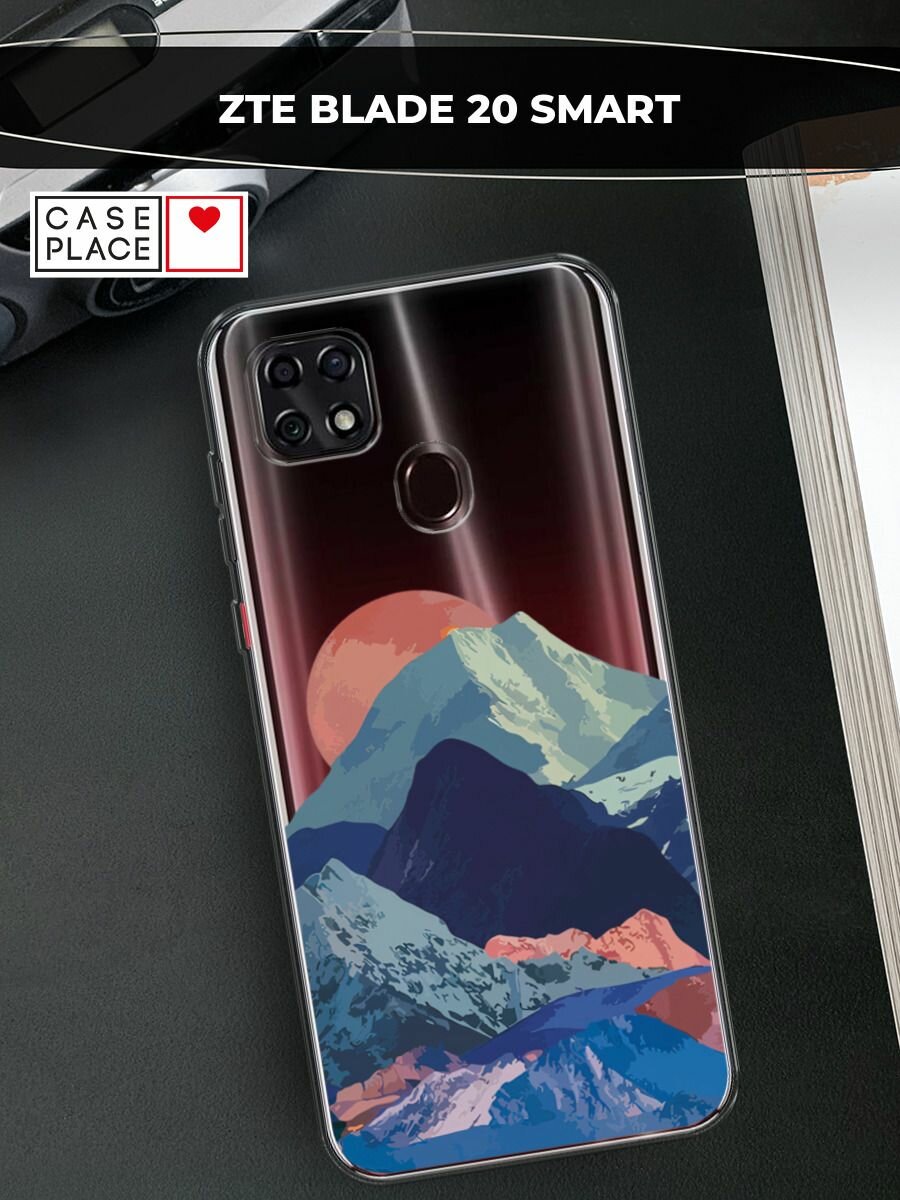 Чехол на ZTE Blade 20 Smart / ЗТЕ Блейд 20 Смарт с принтом "Закат в снежных горах", прозрачный