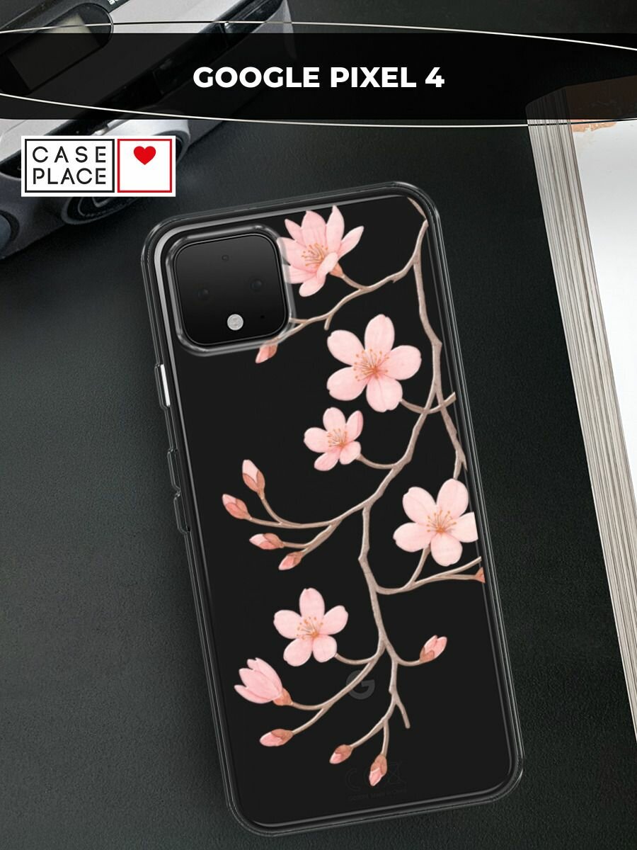 Чехол на Google Pixel 4 / Гугл Пиксель 4 с принтом "Веточка распускающейся сакуры 2"